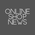 White te4xt "online shop news" on grey background.