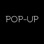 Black square with text "POP UP"